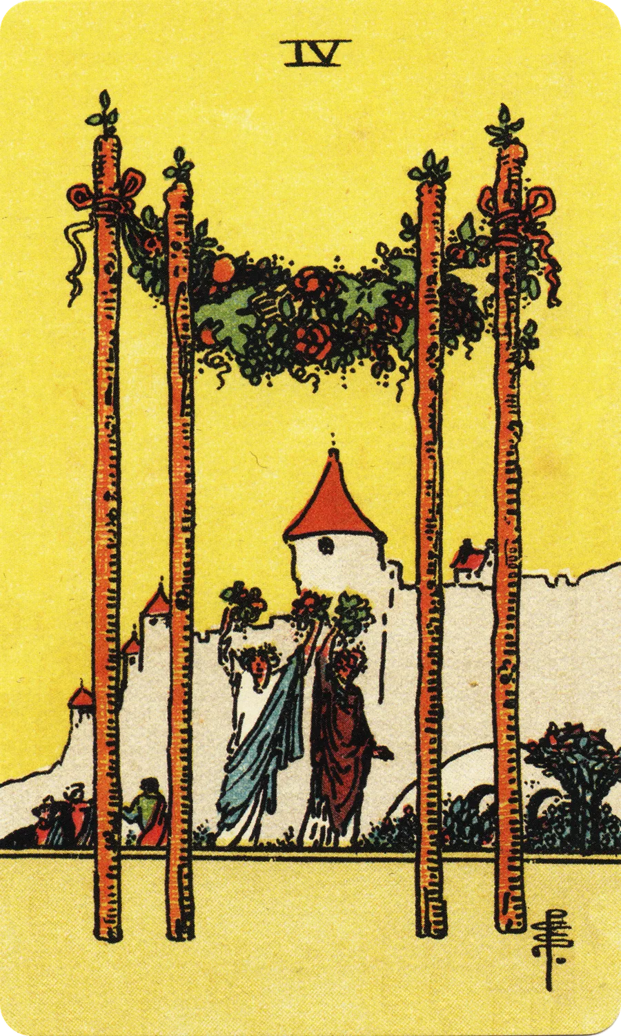 权杖四 Four of Wands