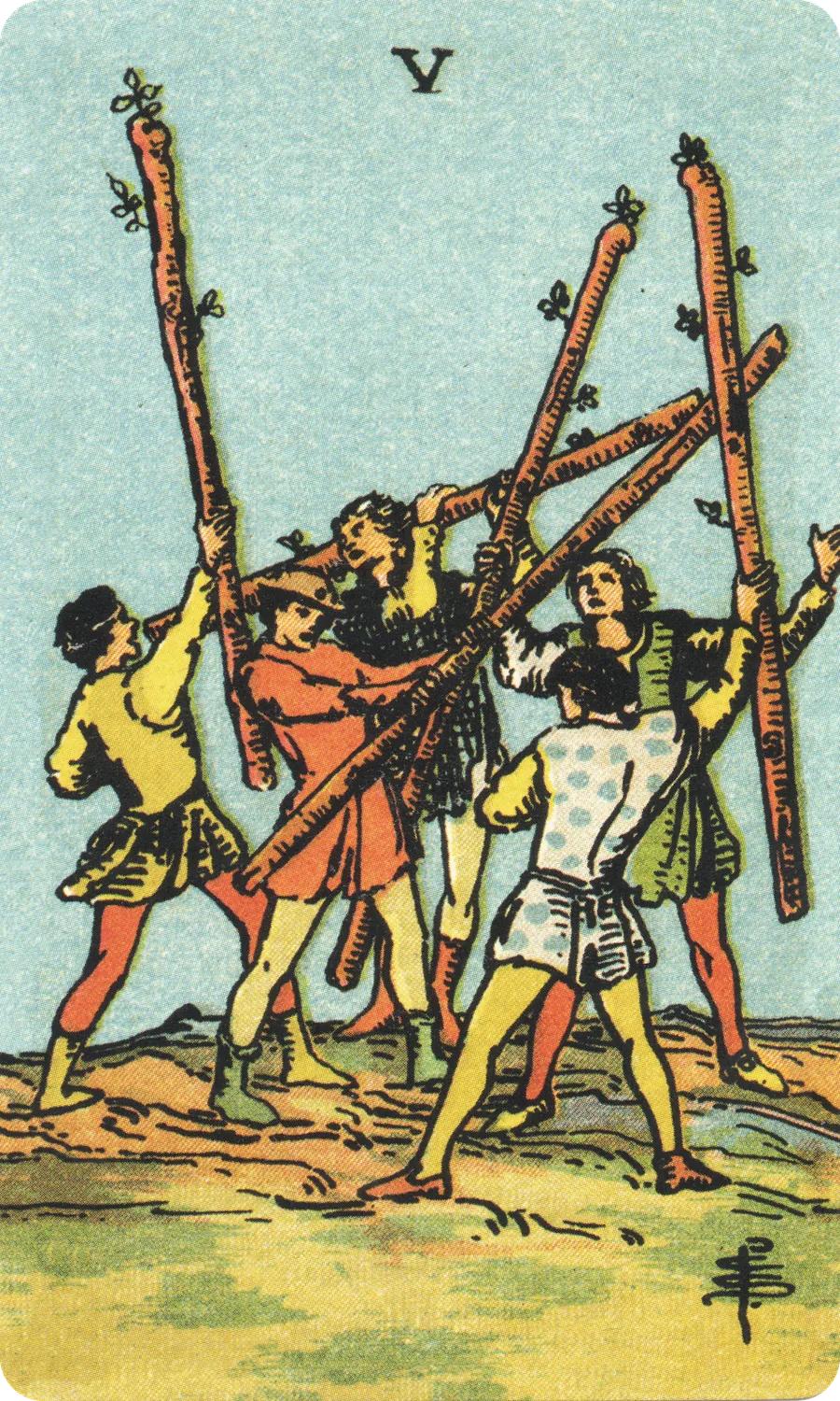 权杖五 Five of Wands
